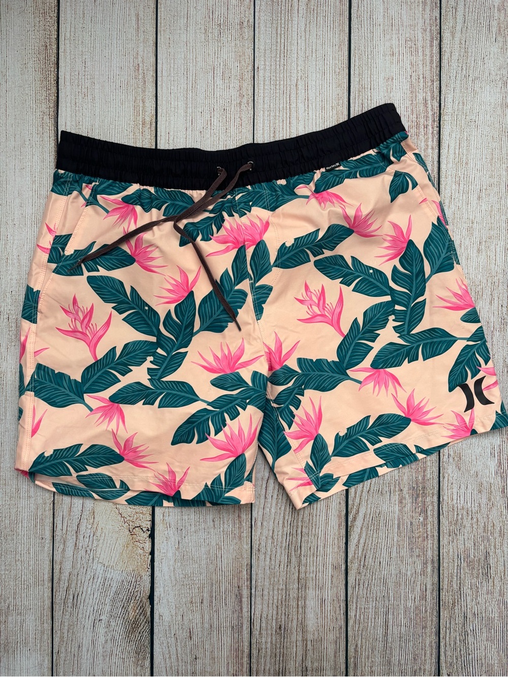 Hurley Peach Floral Print Swim Shorts